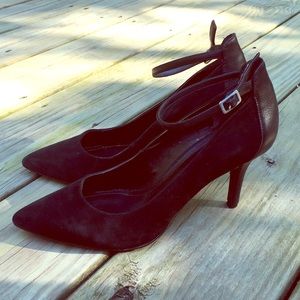 Black Suede ankle strap heels